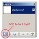 Добавляем новый слой командой меню 'Слой (Layers)' - 'Добавить новый слой (Add New Layers)' или с помощью окна 'Слой (Layers)'